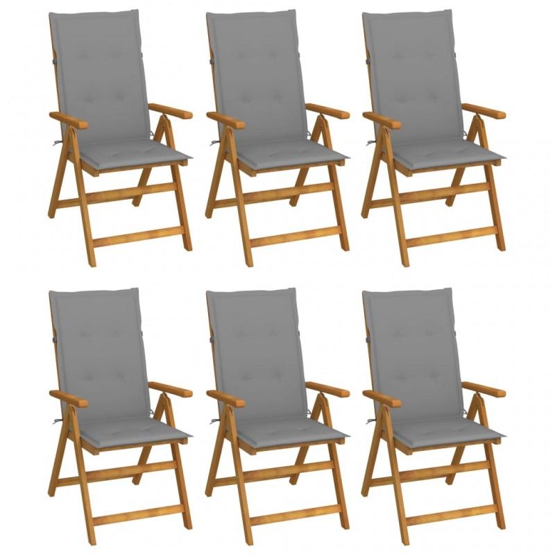 Day and Night - Day and Night Folding Garden Chairs 6 Units and Cushions Solid Acacia Wood
