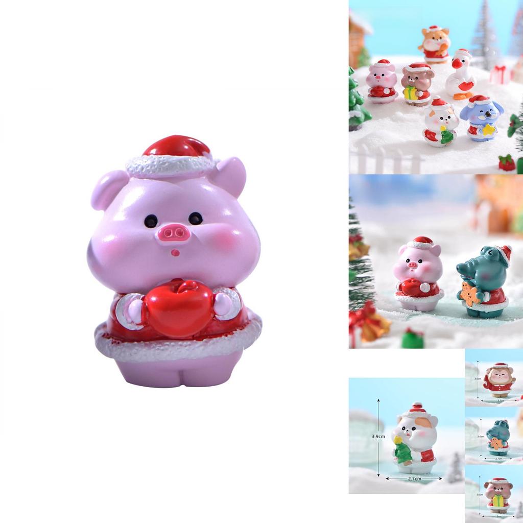 Adorable Resin Christmas Animal Miniatures With Snowy Landscape Diy Ornaments
