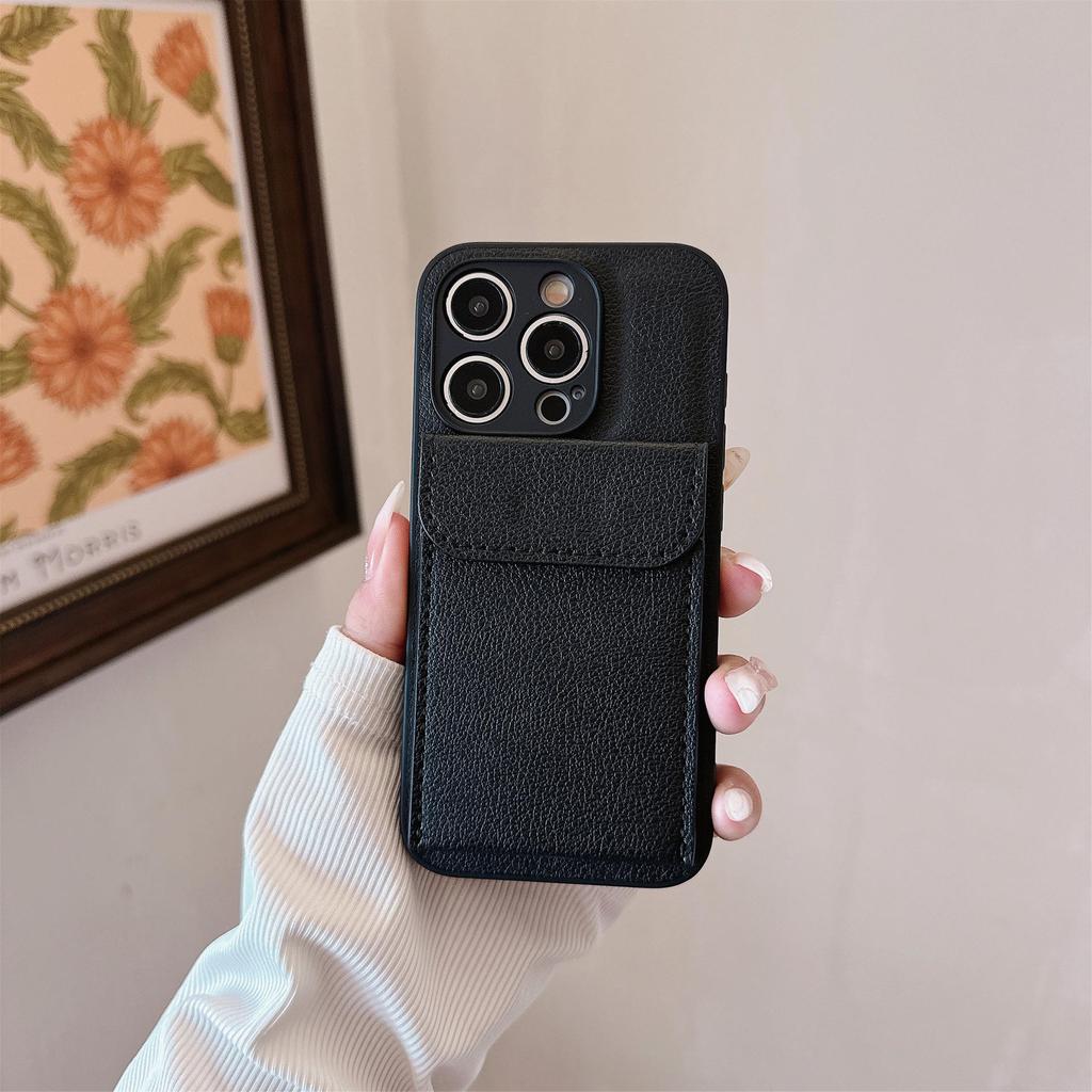 Litchi Pattern Leather Full Coverage Card Holder Case for iPhone 15 and 12, Compatible with Apple Air.