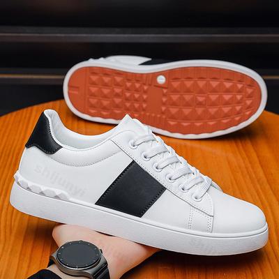 Spring Men Leather Casual Shoes 2026 Platform Vulcanized Shoes New Fashion Wear Resistant Sports Shoes Men Round Toe Sneakers