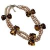 American Vintage Niche Design Pearl Neck Chain Leopard Print Bow Double Necklace Choker Women's Collarbone Chain