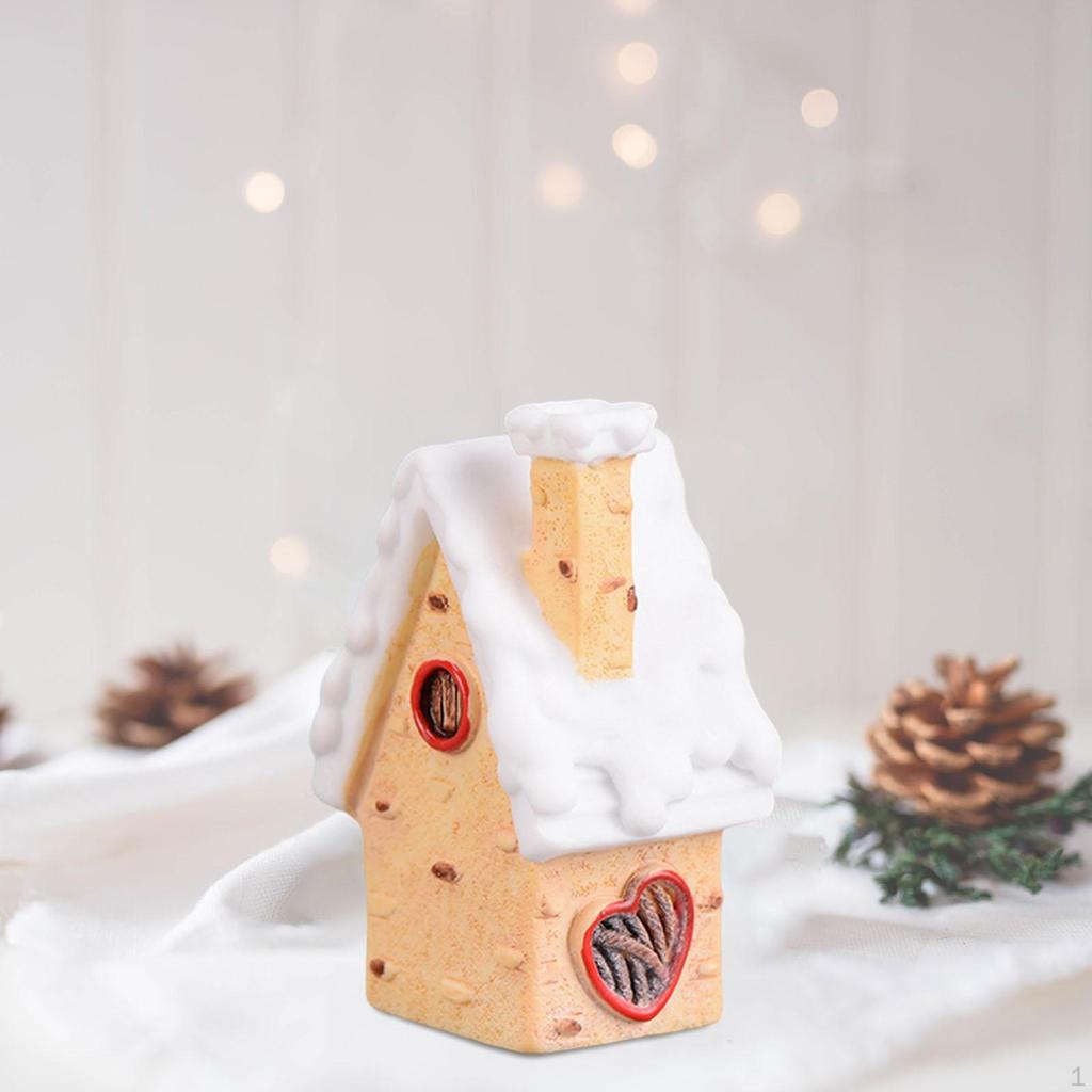 Mini Christmas Miniature Ornament Village House Figurines Xmas Hanging Figures Resin Statue for