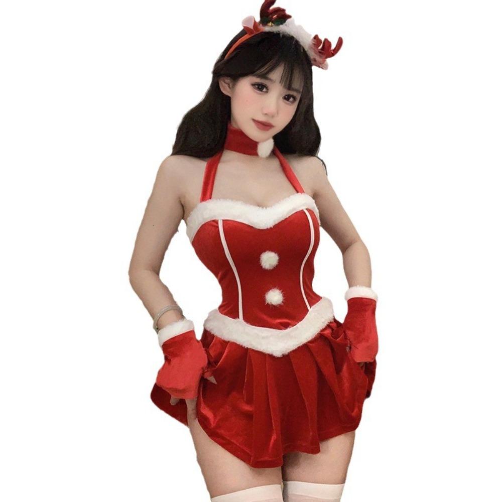 Domila Christmas Dress Female Velvet Dress Pure Lust Sexy Female Live Streaming Host Performance Costume Halloween Stage Costume