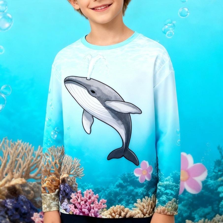 Sea Animal Fish 3D Printed T Shirt Comfortable Polyester Boys Girls Children Long Sleeve T-Shirt Kids Clothing