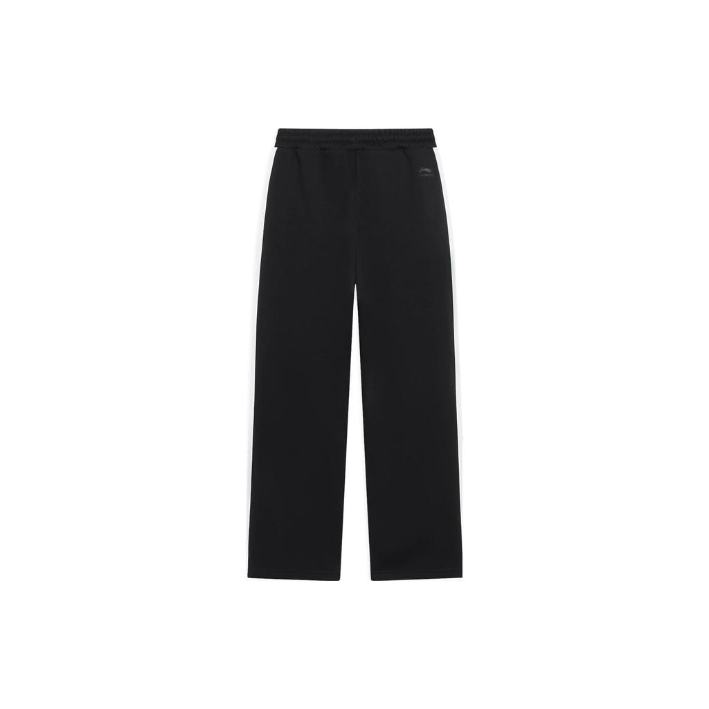 Li Ning Sports Lifestyle Serie Einfarbig Gestreift Kordelzug Fleece Warm Locker Sweatpants Damen Unterteile Schwarz AKLSH10-1