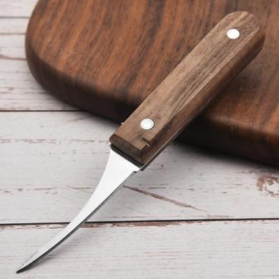 Stainless Steel Solid Wood Shrimp Thread Cutter with Wooden Handle, Kitchen Household Fish Slicer and Shrimp Peeler