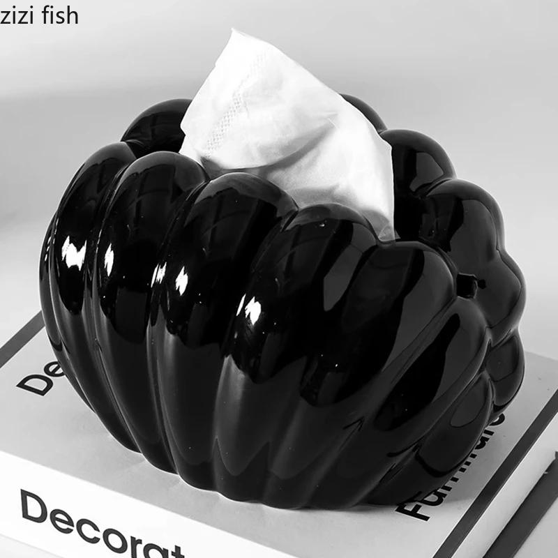 Cream Style Ceramic Tissue Box Creative Shell Shaped Napkin Paper Box Desktop Tissue Case Household Removable Tissue Box