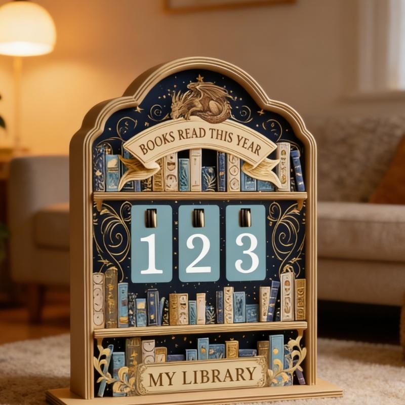 Bookworms Gift Wooden Book Counter With Number Card Reading Trackers Sign Home Office Library Bookshelf Decors Ornament