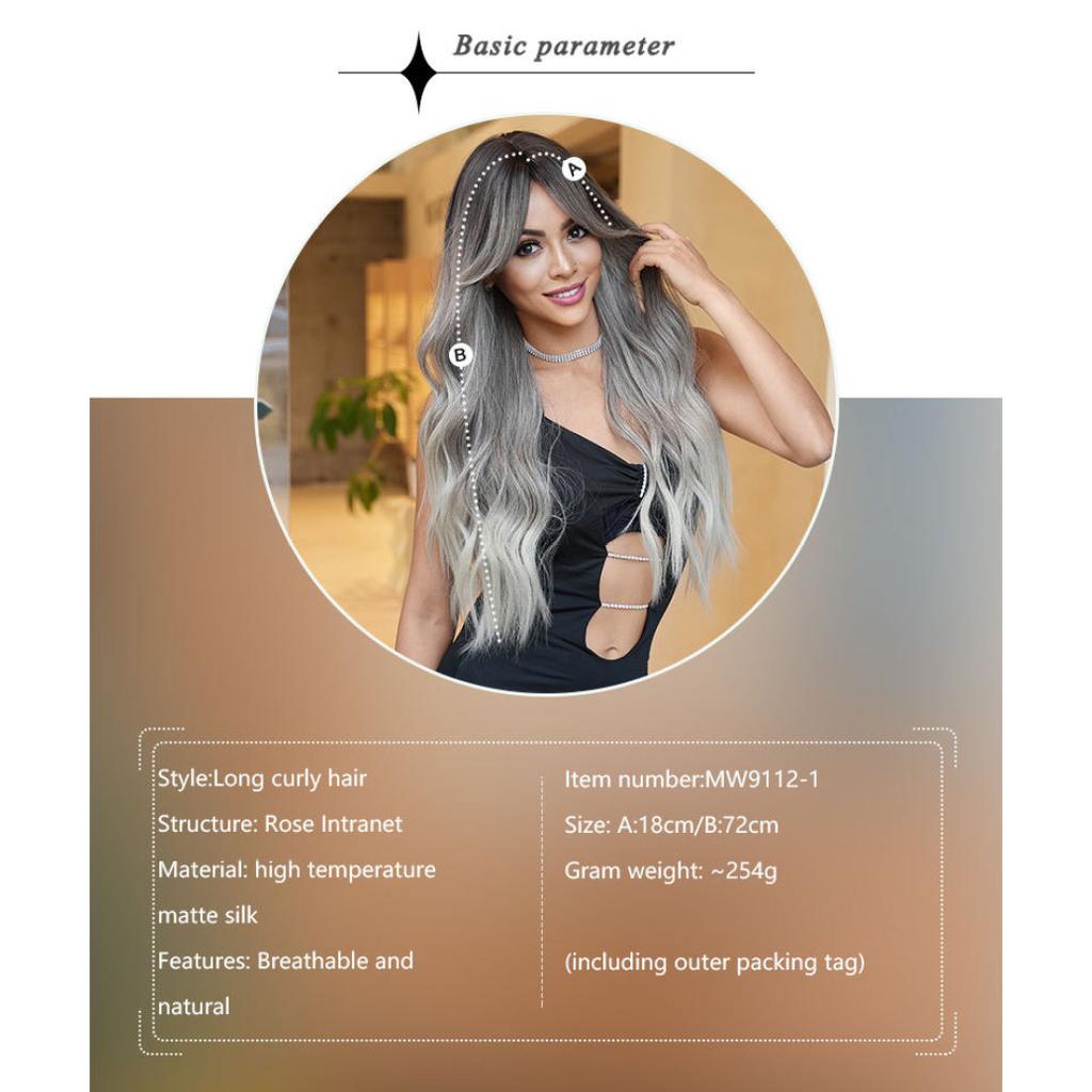 Dámská simulační paruka 70cm vlasy vlnitá paruka Plná pokrývka hlavy Růžová síťka na vlasy Pokrývka hlavy Krása Dekorace Paruka