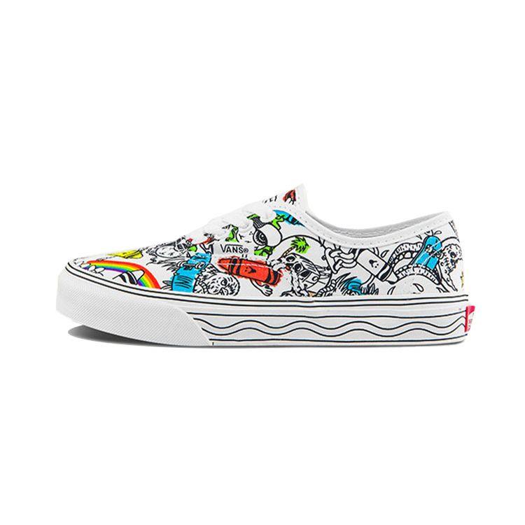 Crayola X Vans Authentic Series Casual Graffiti Low-Top Kids Skate Shoes Kids Sneaker White Black VN0A3UIVARE