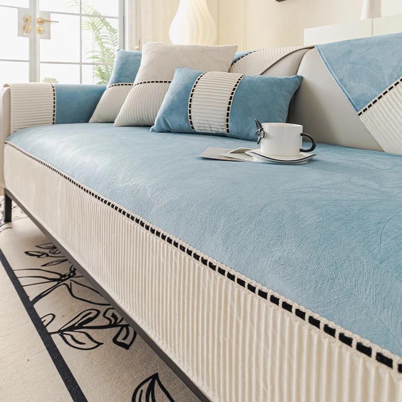 Light Luxury High-End Sofa Cushion Chenier New Four-Season Universal Fixed Non-Slip Sofa Seat Cushion Leather Sofa