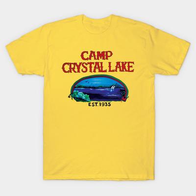 Asian Size Men Print T-shirt Crystal Lake No-Cut Heat Transfer Print Cotton Tshirt