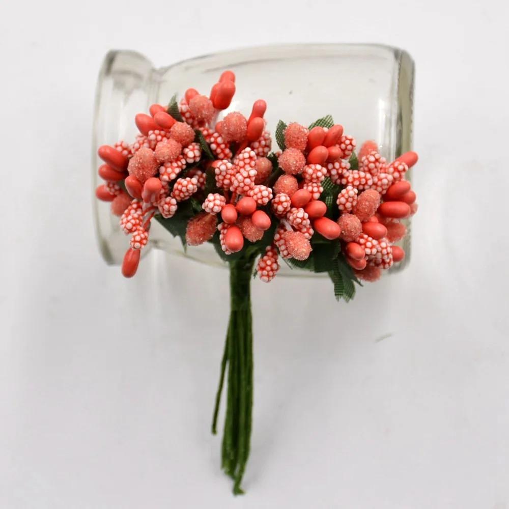 12/36/72/144Pcs Mini Stamen Flower Artificial Flowers Craft Fake Flowers For Wedding Bouquet Party Box Scrapbooking Decor