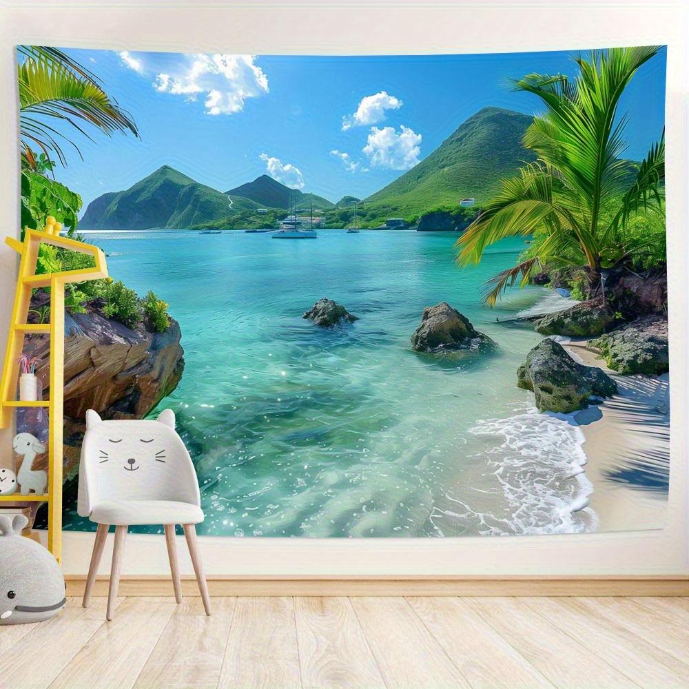 Tropical Paradise Tapestry  Serene Beach and Crystal Waters for Coastal Home Decor Perfect Wall Art for Living Room or Bedroom