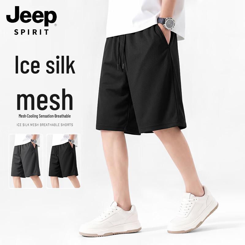 JEEP SPIRIT Men s Quick-Dry Breathable Casual Shorts L чёрный