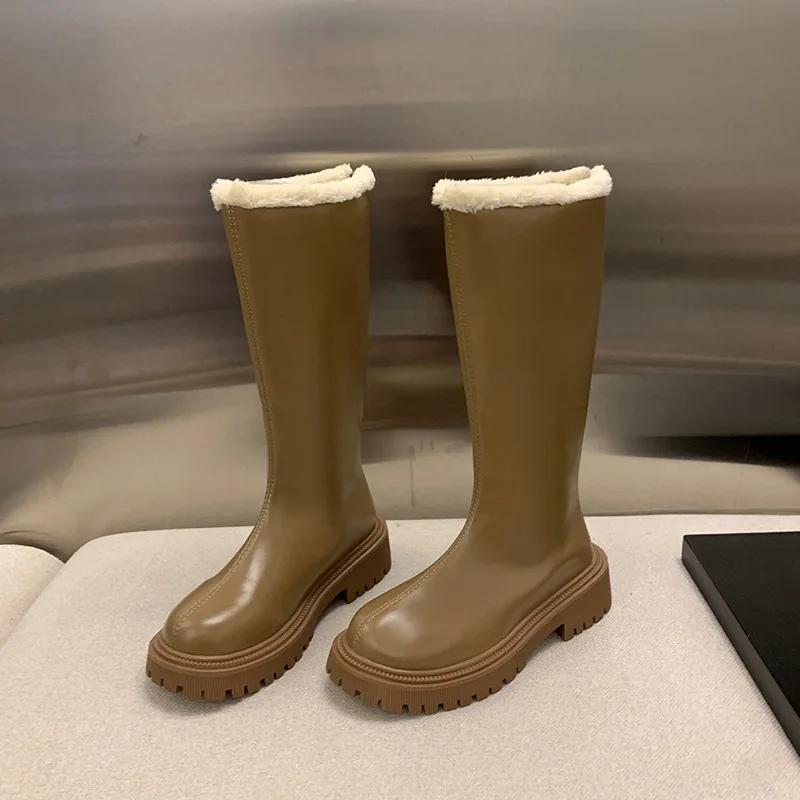 2024 Retro Western Cowboy Boots Chunky Heel Round Head Fashion Boots Thick Bottom Warm Snow Botas Versatile Women Shoes Gothic