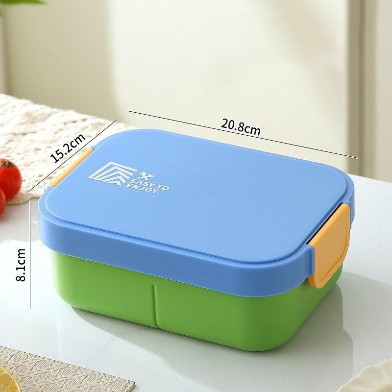 Portable Lunch Box Plastic Bento Box Microwave Heated Lunch Box with Fork&Spoon Tableware Picnic Food Fruit Container Dinnerware