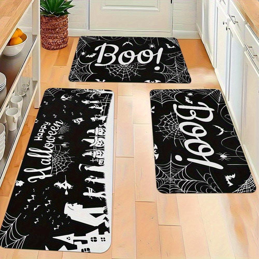 1PC Halloween Pattern Kitchen Rug Non-Slip Door Mat Pop Design Bathroom Rug Bath Mat Carpet for Home Sink Laundry Decor