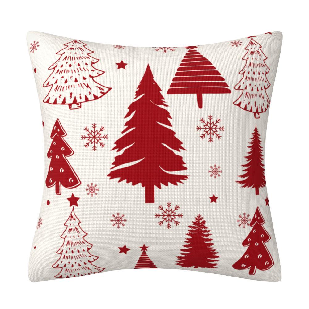 Red Christmas Snowflake Pillow Case Home Sofa Cushion Cover Festive Decoration Pillow
