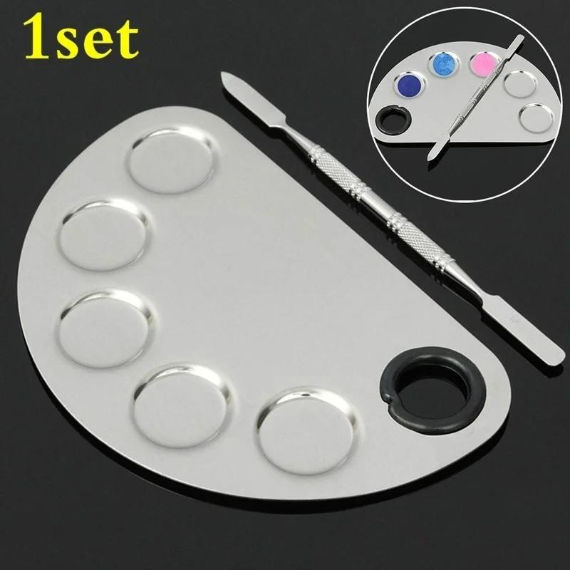 Stainless Steel Palette  Watercolor Paints Makeup Face Palette Spatula Foundation Mixing Paints Oil Paints Palette