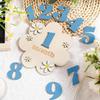 Zweiseitige Baby-Monatsmeilensteinkarten 3D-Blumen Neugeborenen-Fotografie-Requisiten Mädchen Jungen