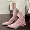 Fashion Summer New Style Popular Women Sandals Heel Ladies Shoes Pointed Toe Solid Female Women's Shoes Back Strap Slip On Heels