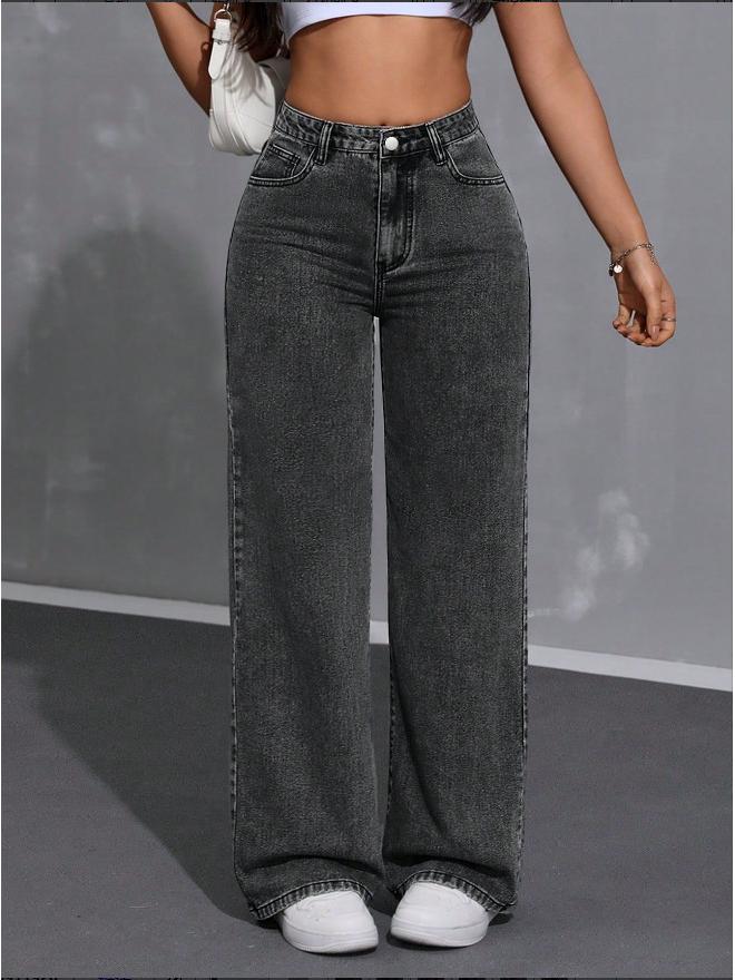 European & American Women s Retro Slim Straight-Leg Jeans, Ash/Light Blue Long Pants (2026) S
