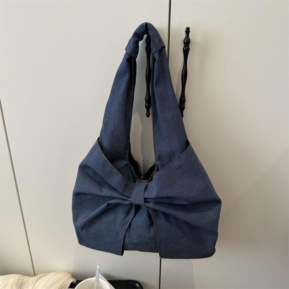 

Casual Bow Denim Bag Designer Women s Tote bag Ins Bow Shoulder Bag Girls Style 1
