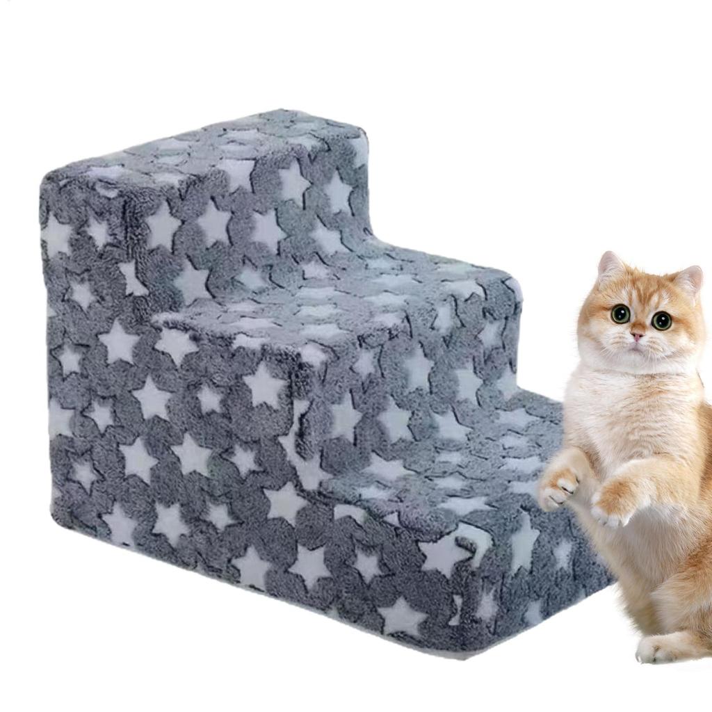 Dog Steps 3 Steps Dog Stairs for Small Cats Climbing Removable Non-Slip Climbing Pet Ramp Washable Cat Ladder for Chair Sofa