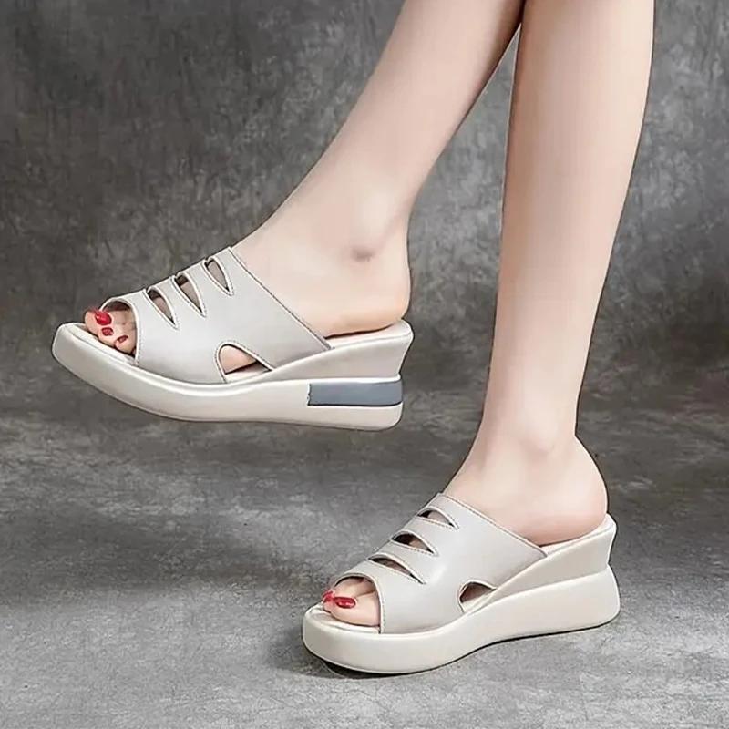 Women Slippers Fashion High Heels Shoes Platform Sandals Summer Flip Flops New Women Shoes Walking Zapatillas Mujer 36-43