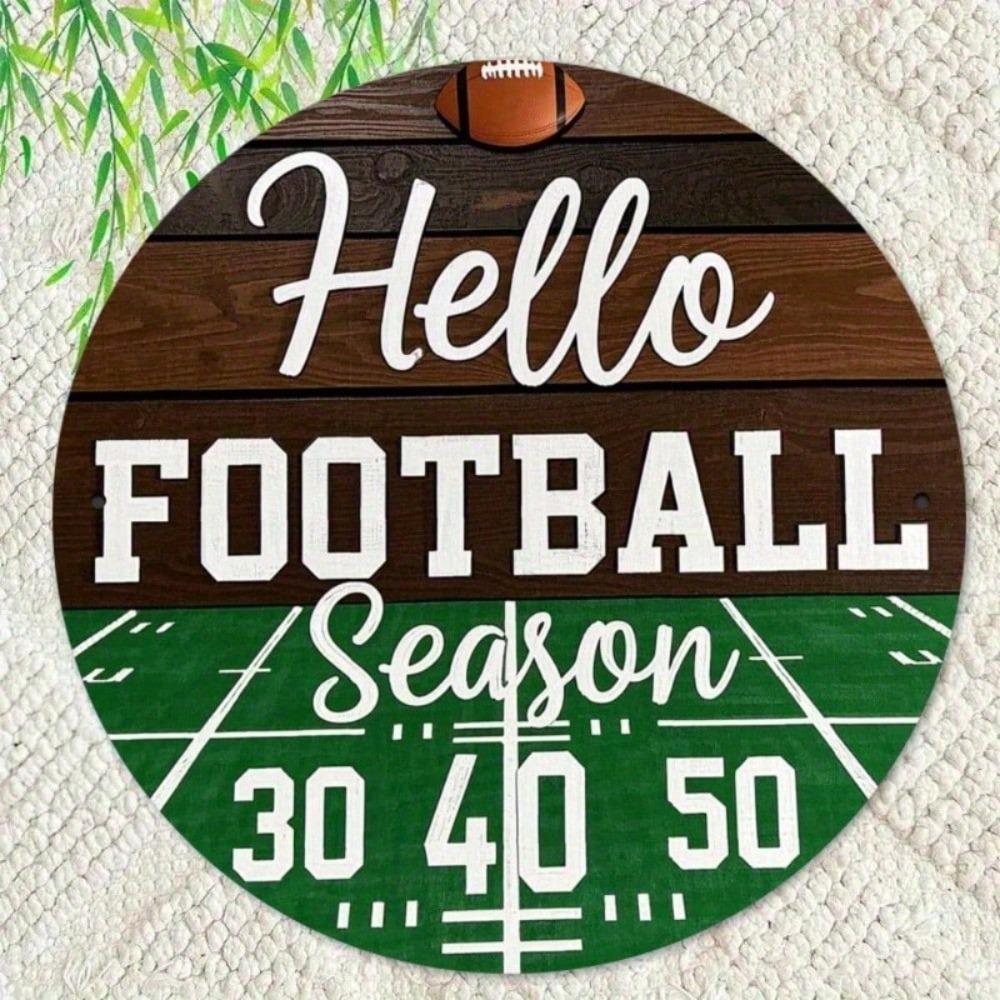 Vintage Metal Football Sign 8x8 Inch Retro Wall Art Waterproof Country Decor for Home Bar