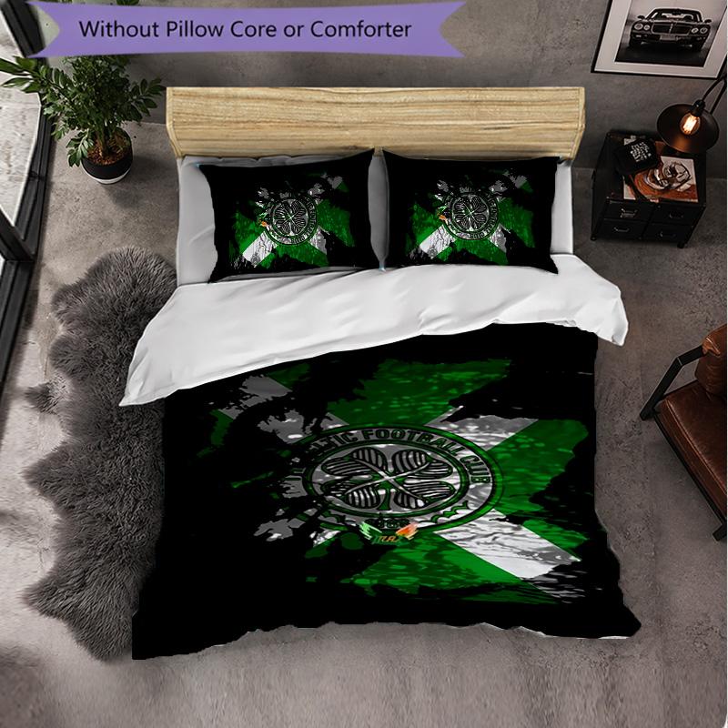 Celtic FC 3 Piece Bedding Set Soft Duvet Cover Set with Pillowcases Printed Bedroom Decor Set for Home