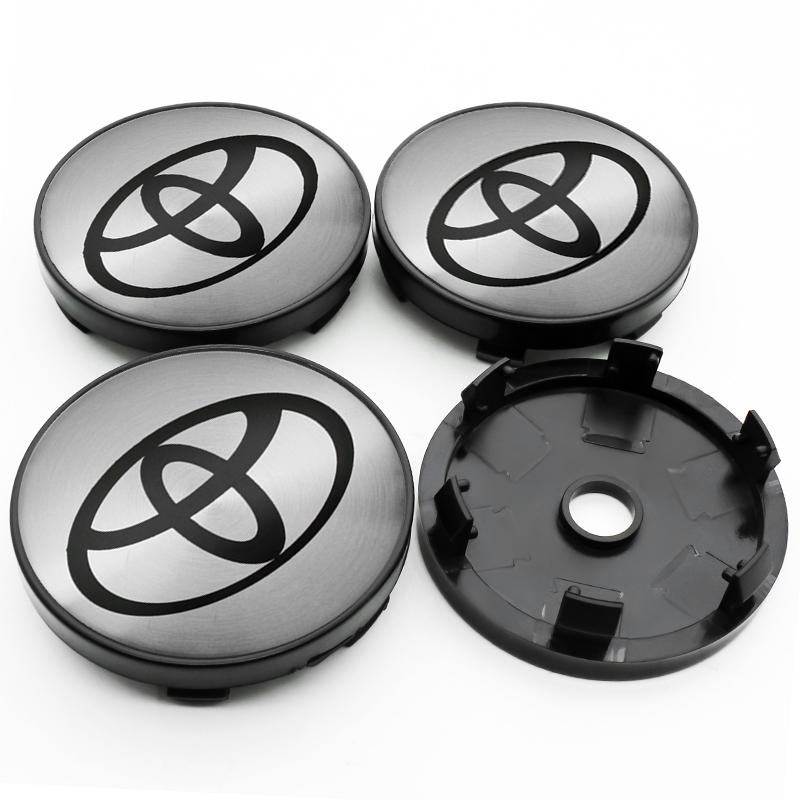 4 Stück 56+60mm Auto Radnaben-Plaketten Aufkleber Mittelkappen Felgenabdeckung Auto Zubehör Für Toyota Prado Yaris Hilux Verso Fortuner Supra
