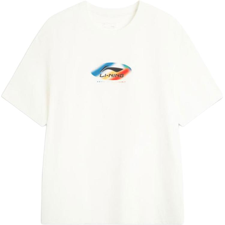 

Li-Ning Пуловер с круглым вырезом, с принтом букв, удобная, универсальная футболка с коротким рукавом, унисекс, топы AHSVE85-2 L