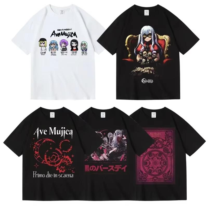 Ave Mujica Band di Ragazze 2D BanG Dream T-shirt a Maniche Corte in Cotone Taglia Grande Top Moda Estiva da Donna Abbigliamento Taglie Forti da Donna