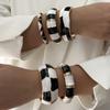 Vintage Punk Black White Enamel Bracelet for Women Gold Color Geometric Wide Chunky Wristband Bangle Party Aesthetic Jewelry