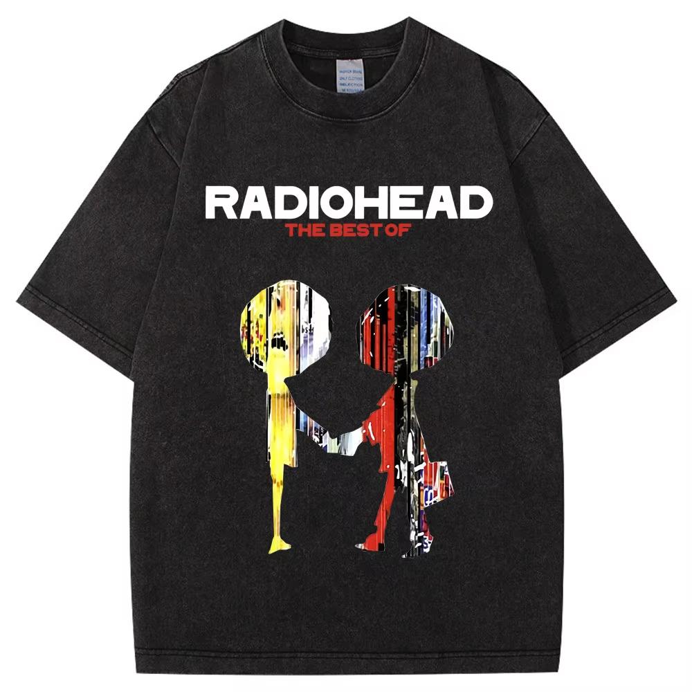 Wyprała Koszulka Retro Rock Band Radiohead The Bends Mężczyźni Kobiety Moda Hip Hop Gotycka Koszulka Oversize Bawełniana Codzienna Męskie Koszulki