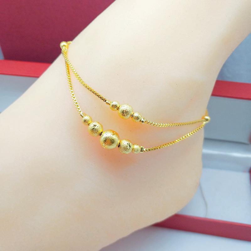Vietnamese Gold-Plated Bead Anklet - Women's Korean Fashion Jewelry