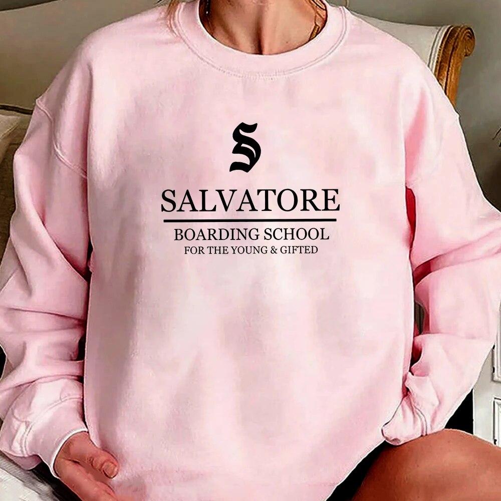 Unisex HoodieTV Show Vampire Diaries Sweatshirt Salvatore Boarding School Hoodie Damon Stefan Salvatore Mystic Falls Crewneck Sweatshirts