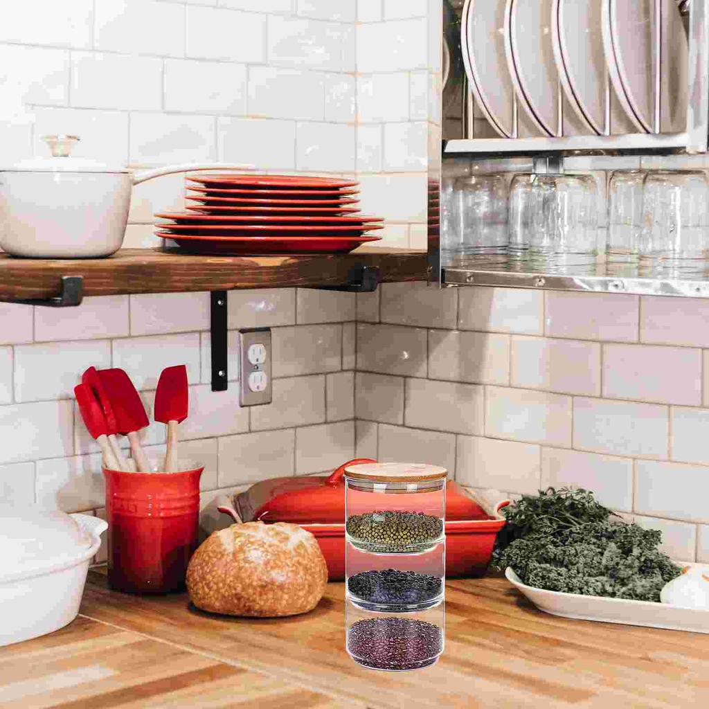 Salad Serving Utensils Multi-layer Storage Tank Container Glass Bowl Canister Jars with Lids Snack Containers