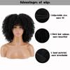 MISS WIG African Descent Lady Short Curly Hair Wig with Bangs African Synthetic High Temperature Fiber Wig Black Cosplay Party Daily Wig