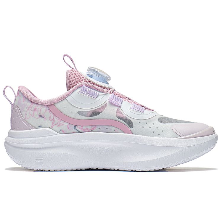 Li Ning Kids Sports Lifestyle Series Atom 1.0 Comfortable Shock Absorbing Durable Casual Shoes Kids sneakers Pink White YKCT060-2