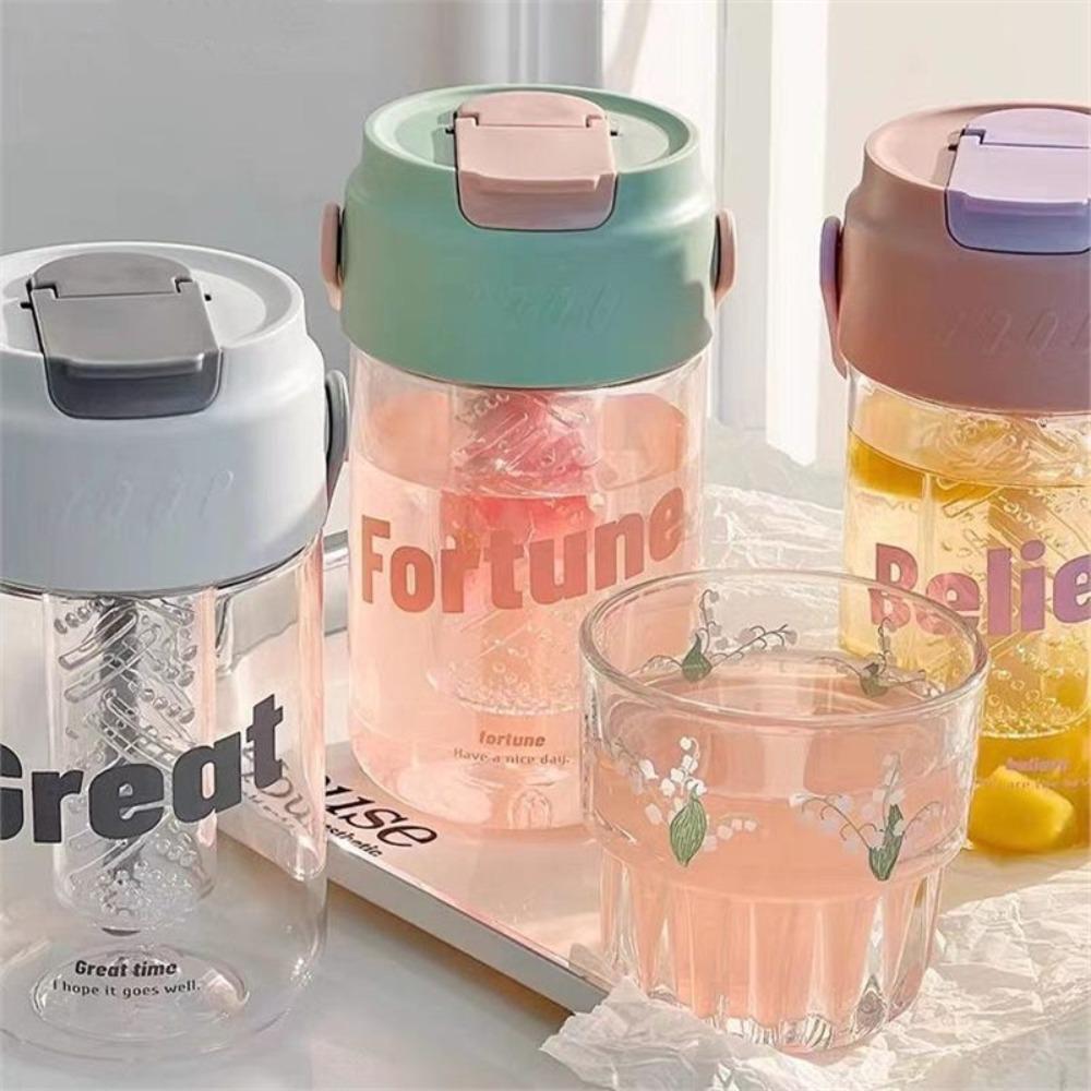 Large Capacity Sport Water Bottle 600/800ML Fruit Tea Cup Drinking Tumbler  School Office Outdoor