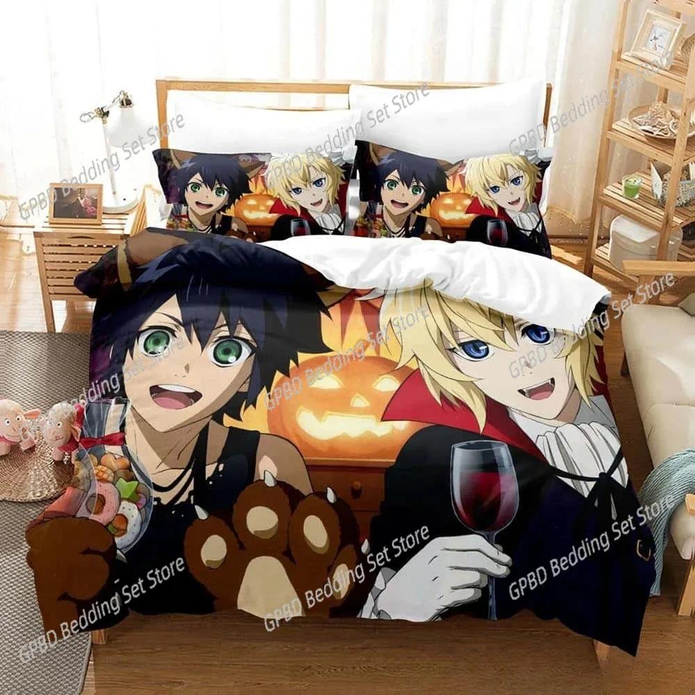 3D Anime Seraph of the end Bedding Set Bedroom Soft Modern Bedspreads Comefortable Kids Duvet Cover Quilt Cover And Pillowcase