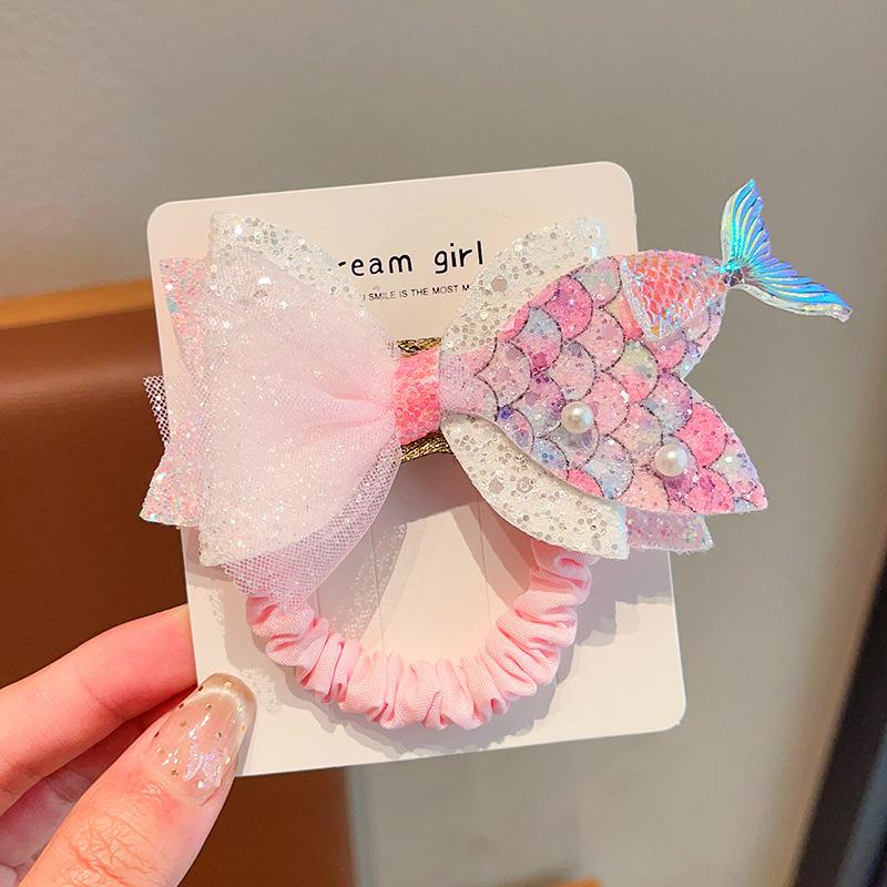 2Pcs Children's Fantasy Mermaid Tail Hairpin Baby Bangs Hair Card Girl Princess Headdress Girl Bun Hair Accessories