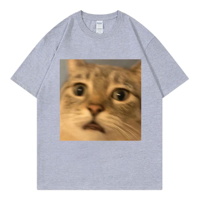 Surprised Cat Face Funny Meme Graphic T Shirts Unisex Unisex Casual Cotton Short Sleeve Tshirts Summer Fashion Oneck Loose Tshirt