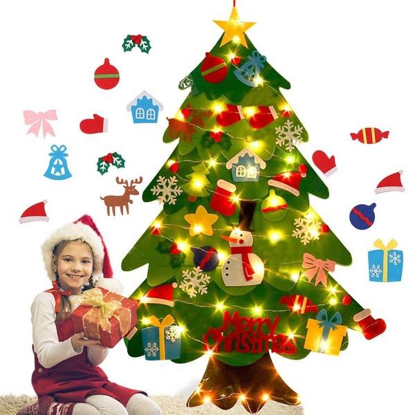 DIY Felt Christmas Tree Christmas Decorations For Home Christmas Tree Decoration With String Light Xmas Gifts New Year Navidad
