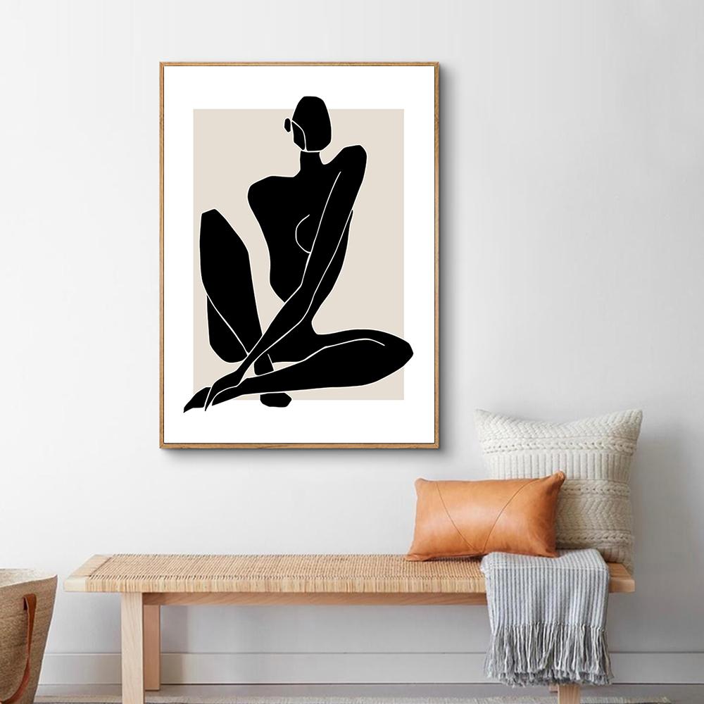 Simple Bohemian Abstract Painting Wall Canvas Print Art Poster Minimalist Black Line Picture for Living Room Home Decor Cuadros
