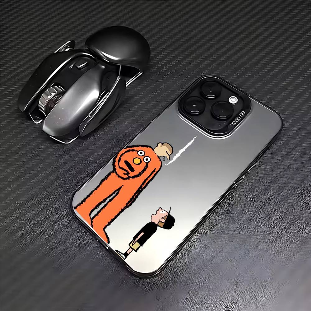 Jean J-Jullien M-Minimalist Art Phone Case For iPhone17,16,15,14,13,12,11 Plus,Pro Max Colored Silver Plated Inside Cover