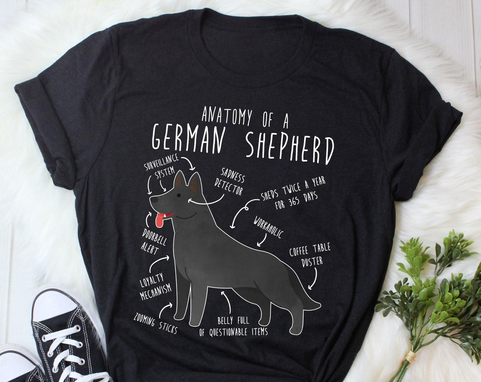 Black German Shepherd Shirt, , , Funny Dog Lover Gift, Cute German Shepherd Mom Dad T-shirt Dog Lover Tshirt Pet Graphic Tee Anatomy 120